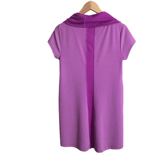Title Nine Laylis Small Fuchsia Dot Stripe Go Cowl Neck Zip Pocket Tunic Dress‎ - Picture 2 of 10
